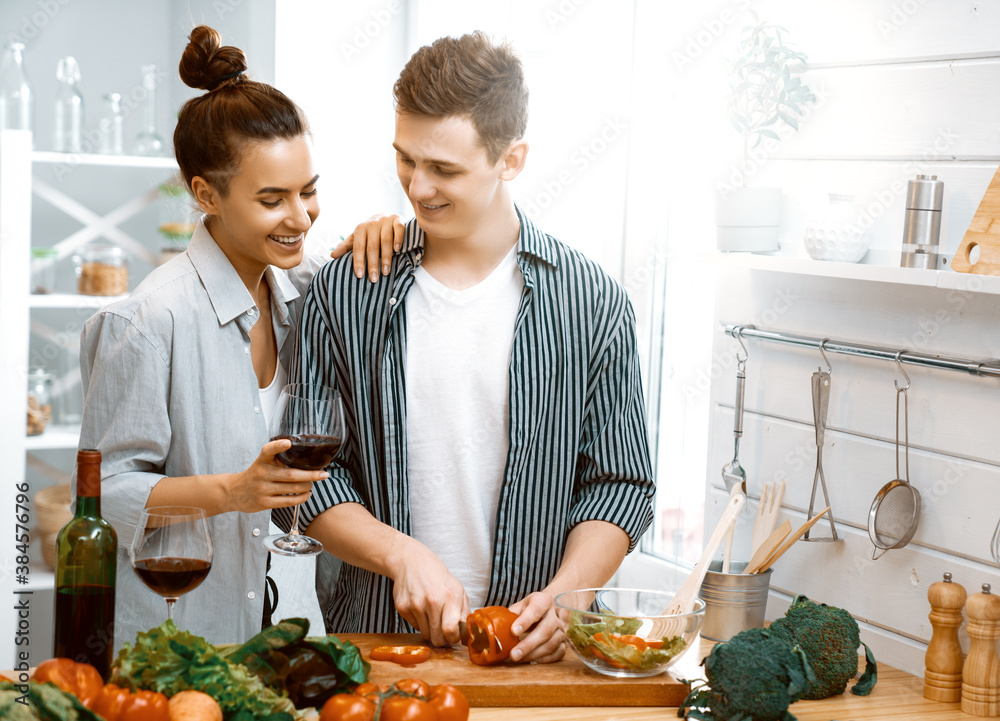 loving couple is preparing the proper meal