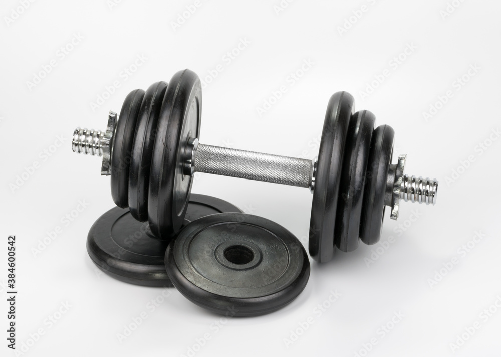 Gym dumbbell weights gym concept