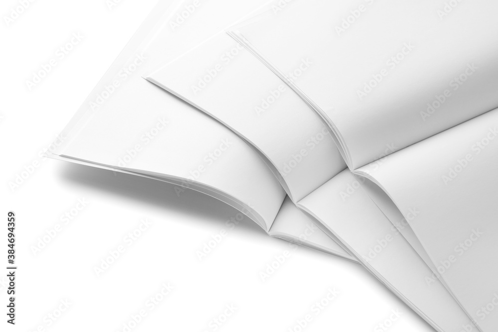 Blank magazines on white background