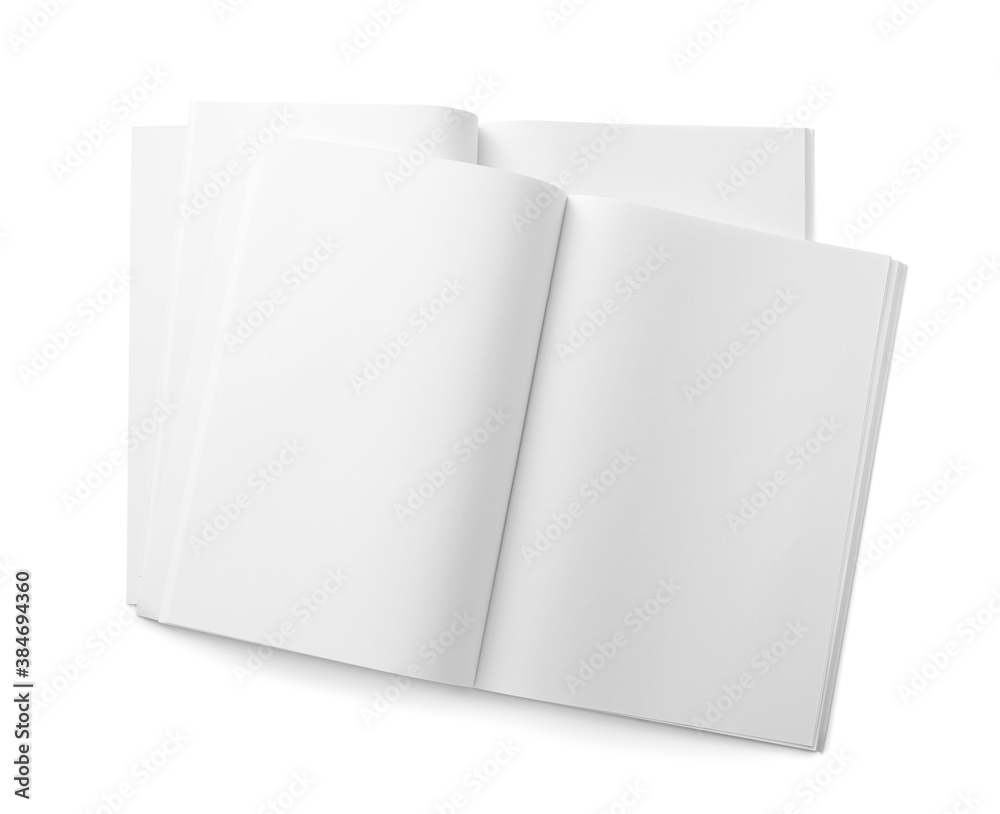 Blank magazines on white background