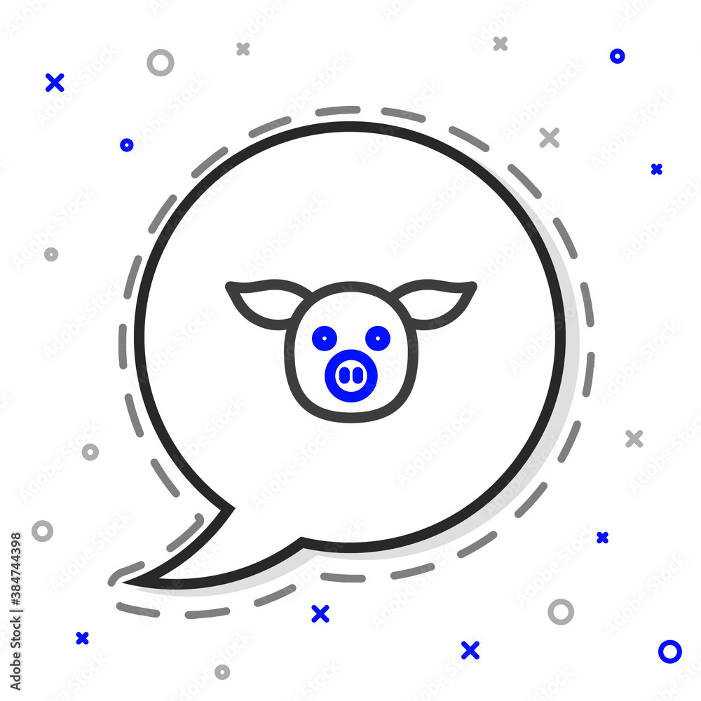 Line Pig icon isolated on white background. Animal symbol. Colorful outline concept. Vector.