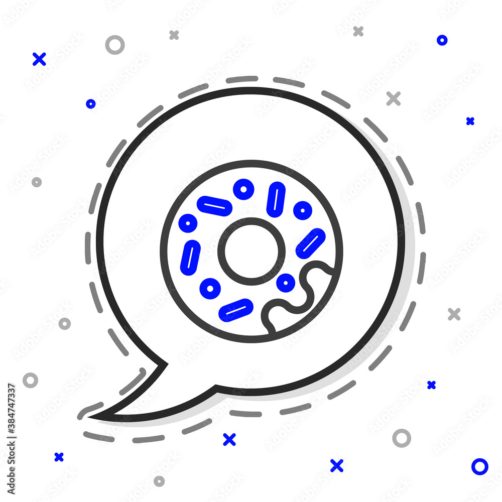 Line Donut with sweet glaze icon isolated on white background. Colorful outline concept. Vector.