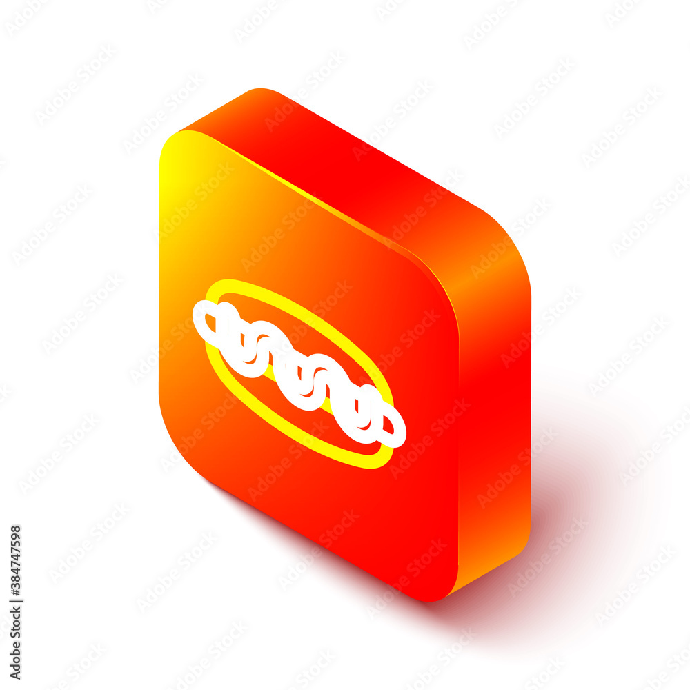 Isometric line Hotdog sandwich icon isolated on white background. Sausage icon. Fast food sign. Oran