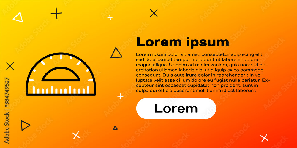 Line Protractor grid for measuring degrees icon isolated on yellow background. Tilt angle meter. Mea