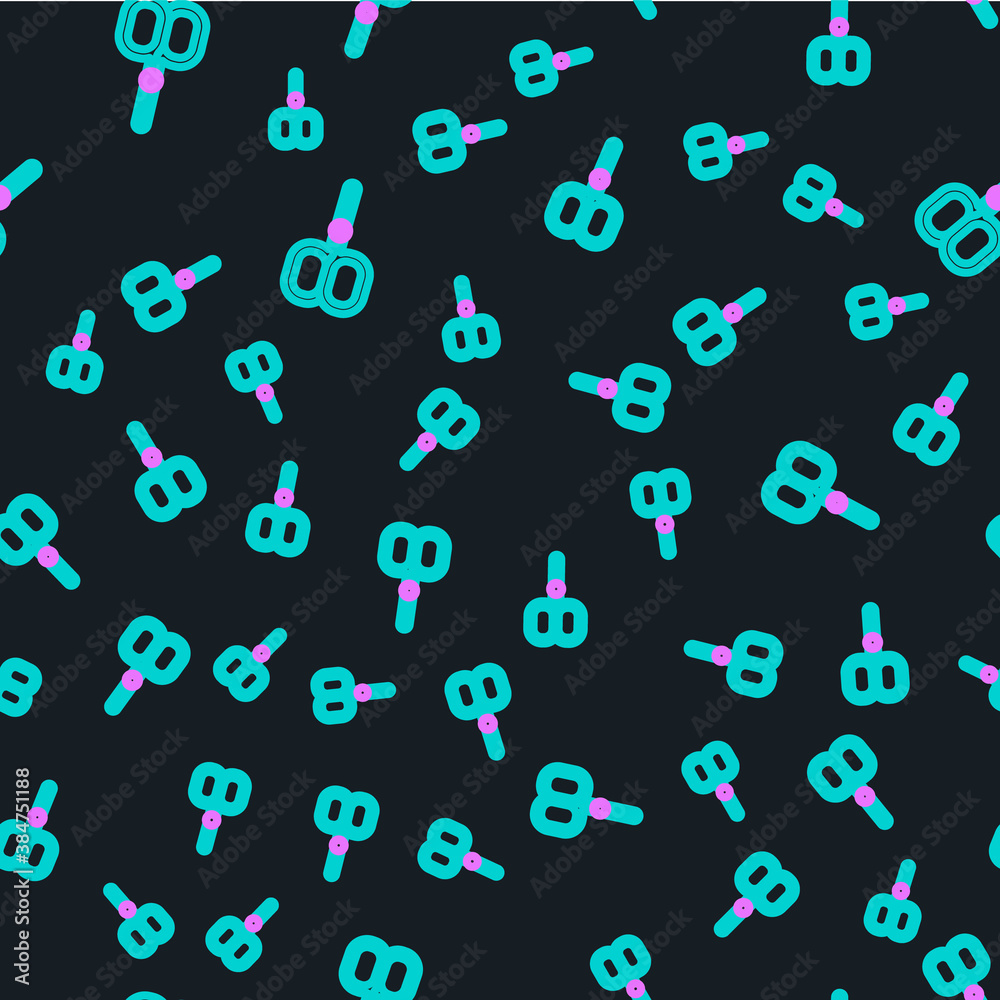 Line Nail scissors cuticle cut beauty salon icon isolated seamless pattern on black background. Cosm