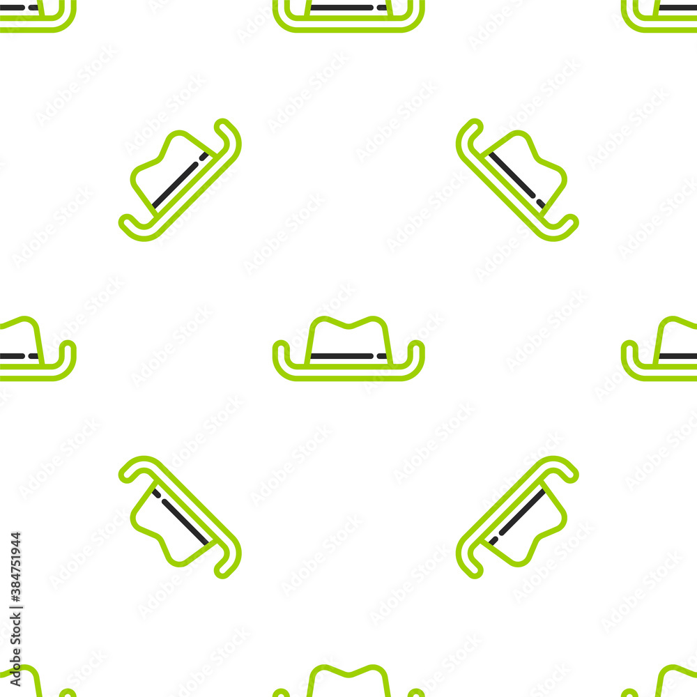 Line Western cowboy hat icon isolated seamless pattern on white background. Vector.