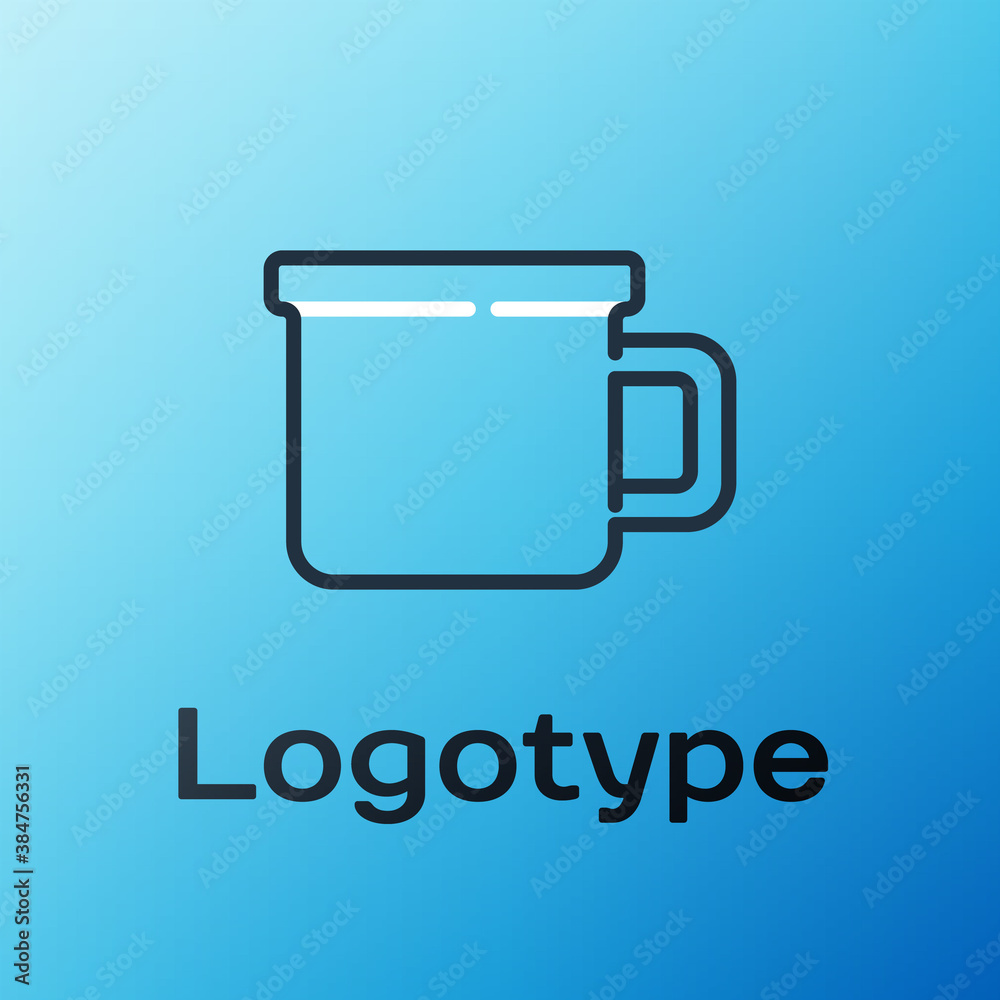 Line Camping metal mug icon isolated on blue background. Colorful outline concept. Vector.