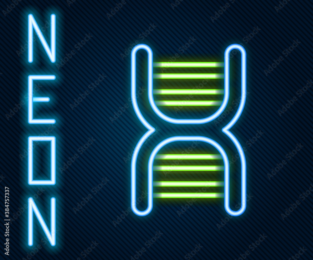 Glowing neon line DNA symbol icon isolated on black background. Colorful outline concept. Vector.