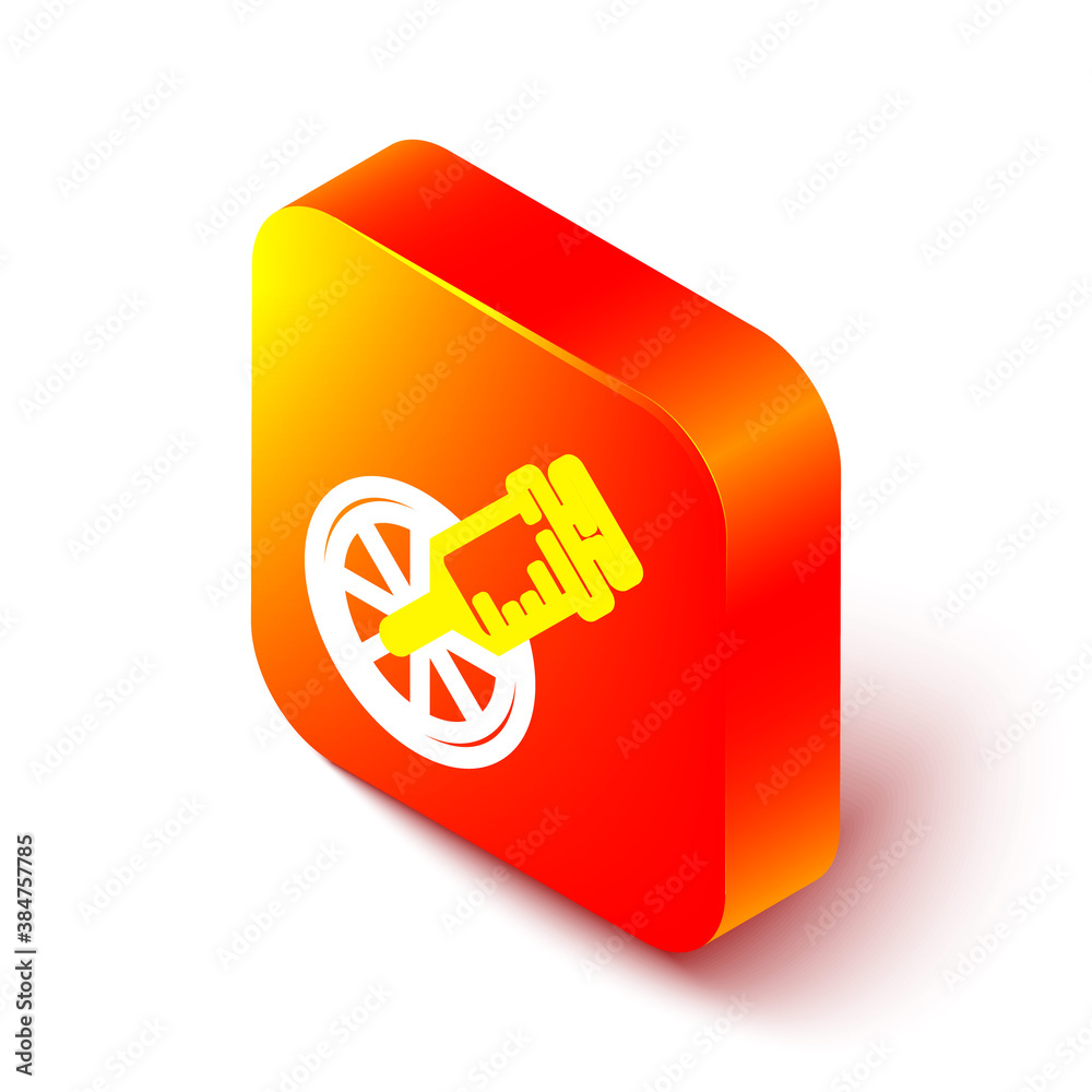 Isometric line Genetically modified citrus fruit icon isolated on white background. Orange in a cut.