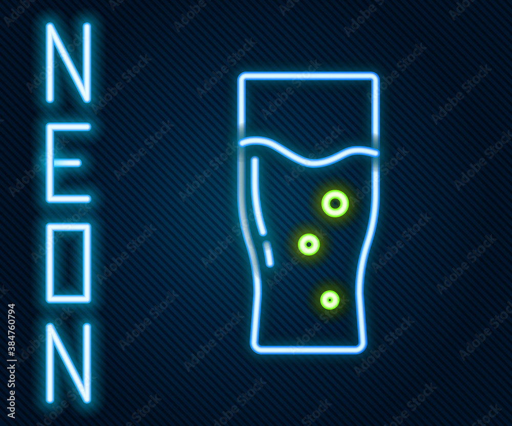 Glowing neon line Glass of beer icon isolated on black background. Colorful outline concept. Vector.