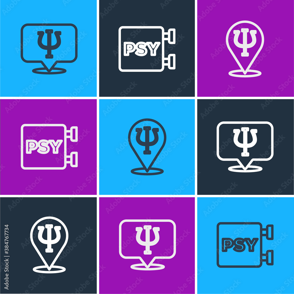 Set line Psychology, Psi, and icon Vector illustration