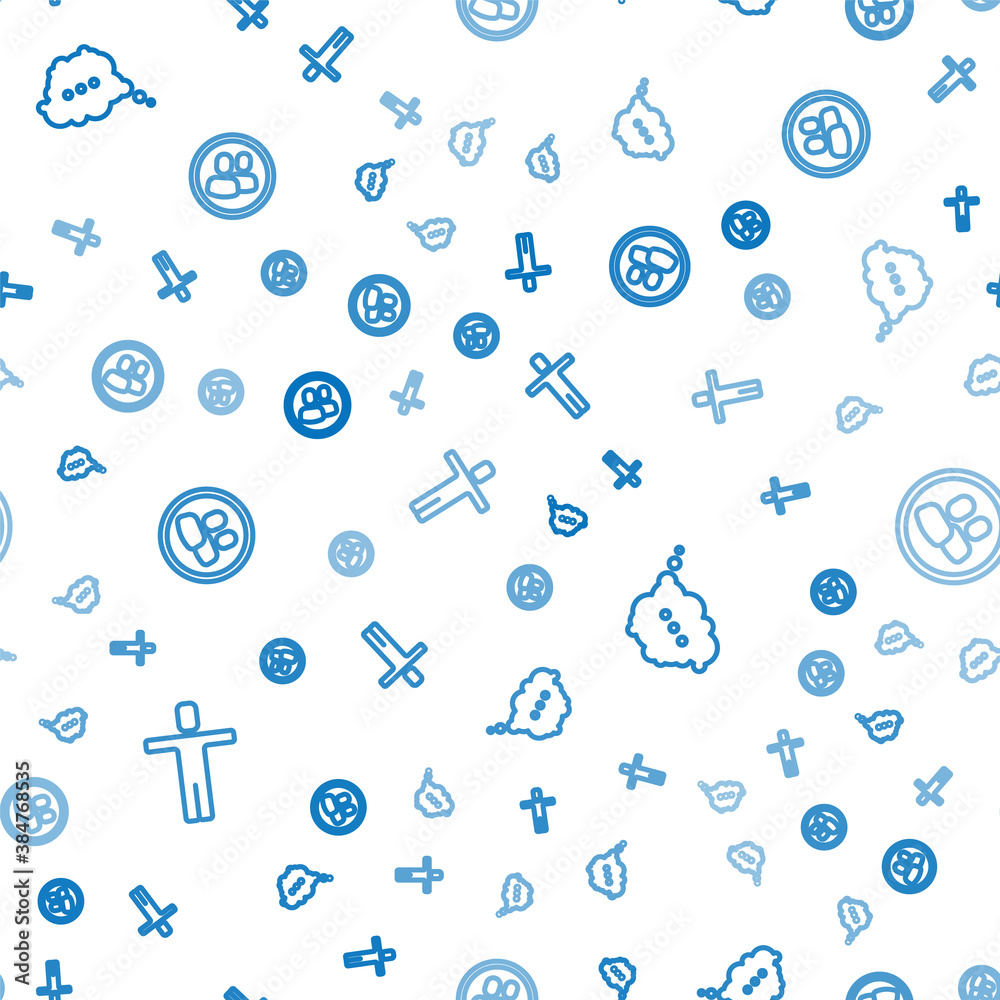 Set line Head hunting, Speech bubble chat and Project team base on seamless pattern. Vector.