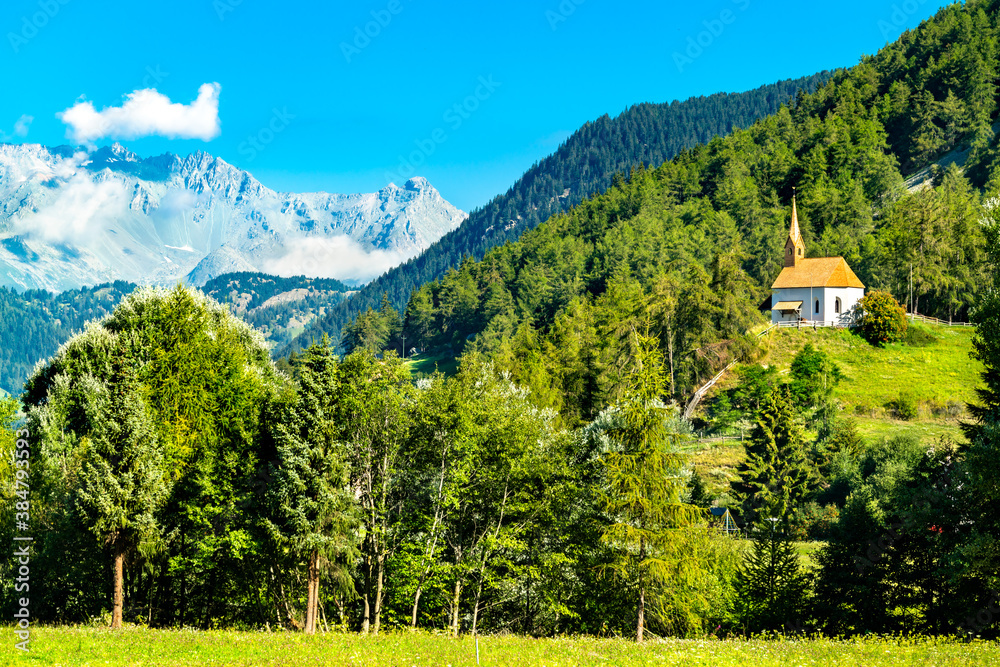 St. Anna Chapel at Graun im Vinschgau or Curon Venosta in South Tyrol, Italy