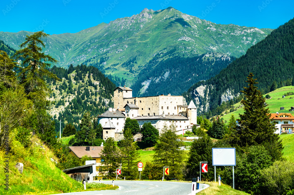 View of Naudersberg Castle in Nauders - Tyrol, Austria