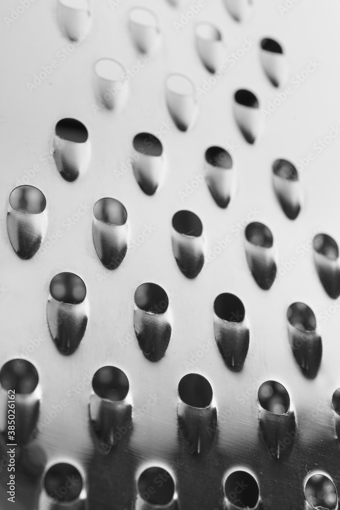 Texture of metal grater, closeup