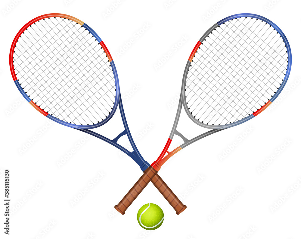 Two tennis rackets and ball vector illustration