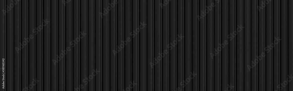 Panorama of Black Corrugated metal background and texture surface or galvanize steel