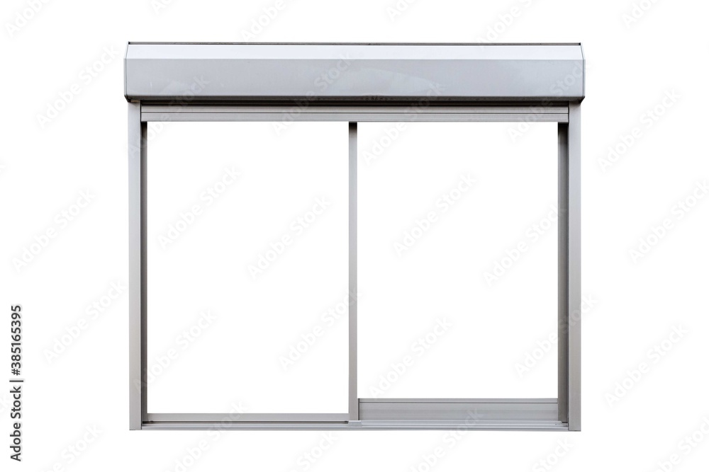 Vintage white metal window frame isolaed on a white background