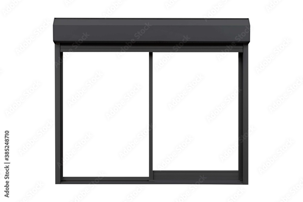 Vintage black metal window frame isolaed on a white background