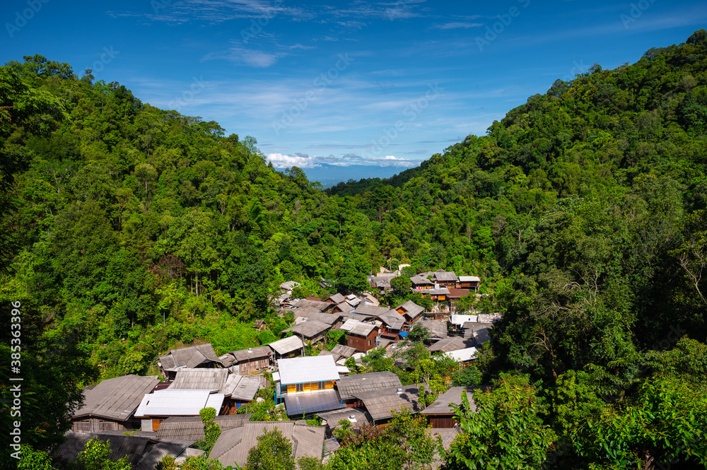 View of Mae Kampong village rural life on hill in Chiang Mai Thailand