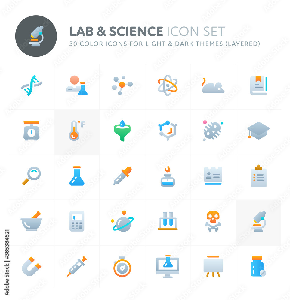 Lab & Science Vector Icon Set. Fillio Color Icon Series.