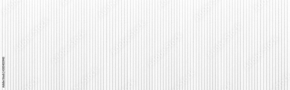 Panorama of White plastic wall with stripes texture and background seamless