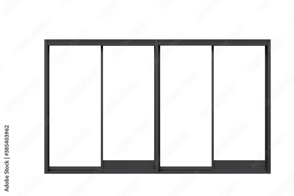 Vintage black metal window frame isolaed on a white background