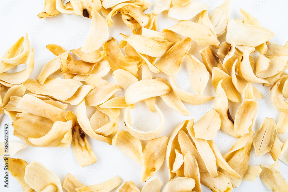 Dried lily on white background