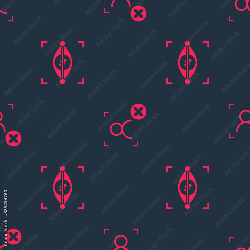 Set Eye scan and Rejection face recognition on seamless pattern. Vector.