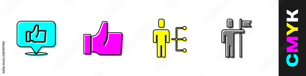 Set Hand like，User of man in business suit and Team leader icon.Vector（设定手型，西装男用户和团队领导者图标。矢量）。