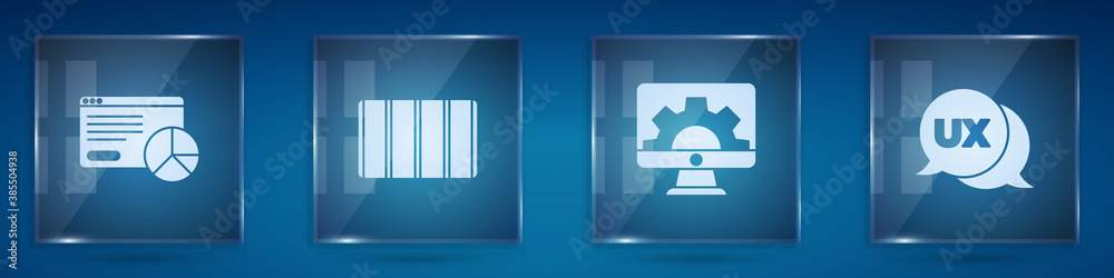 设置网站统计、调色板指南、开发和用户界面用户体验设计。方形玻璃面板。Vecto