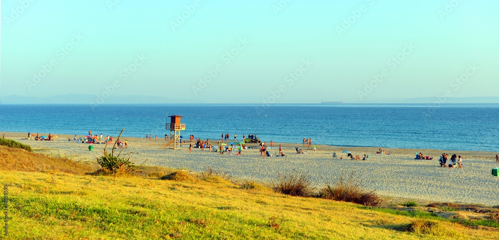 Playa de Bolonia al atardecer, playas de Tarifa. Costa de la Luz Cadiz España 