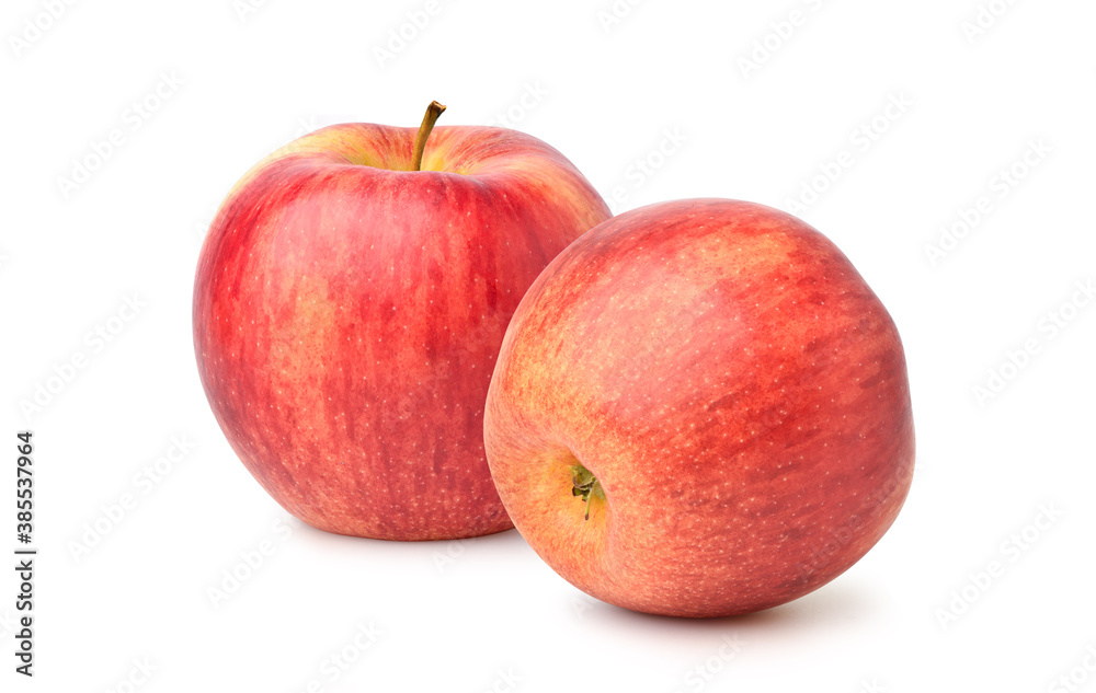 Two Gala Apples isolated on white background. Clipping path.