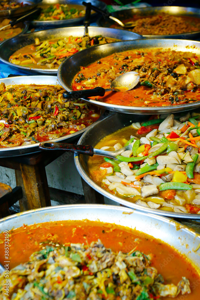 assortment of asian dishes street food 