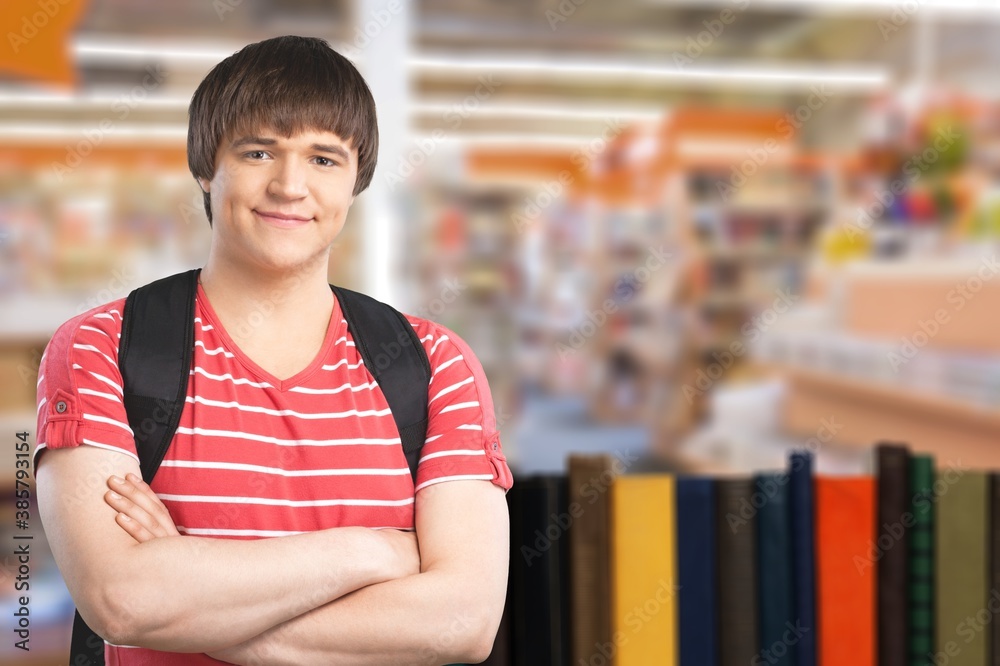 Portrait of smiling young college student