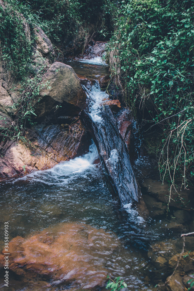 Waterfalls in the tropical forest park of Thailand. Beautiful forest park.