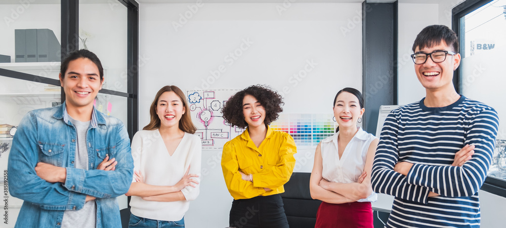 Portrait young Asian people(creative designer) working in modern office