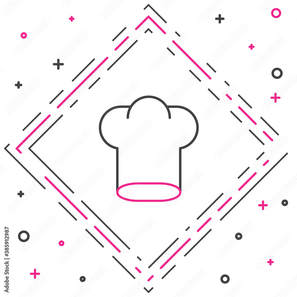 Line Chef hat icon isolated on white background. Cooking symbol. Cooks hat. Colorful outline concept