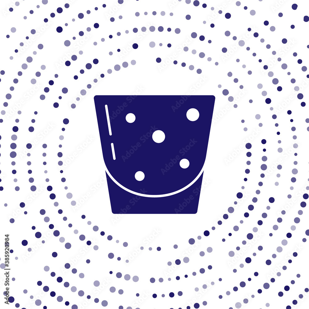 Blue Glass of rum icon isolated on white background. Abstract circle random dots. Vector.