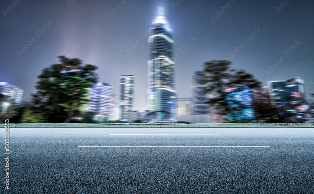 China modern city night view and streets