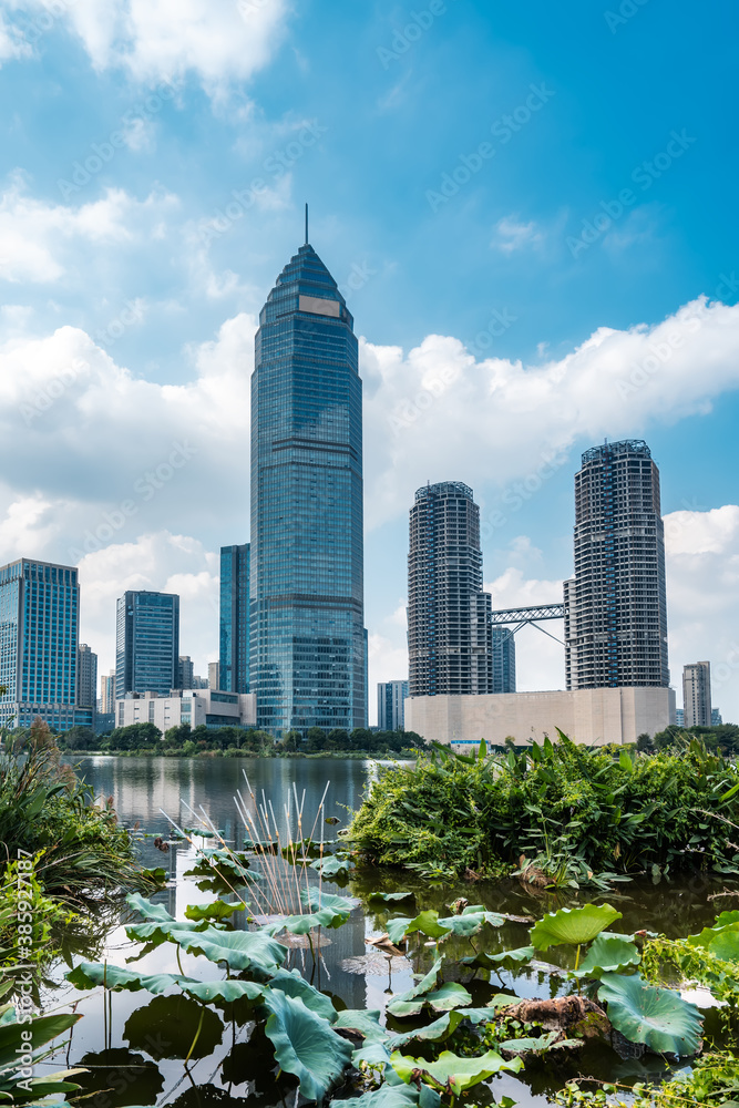 Modern office building in the CBD of Shaoxing, China