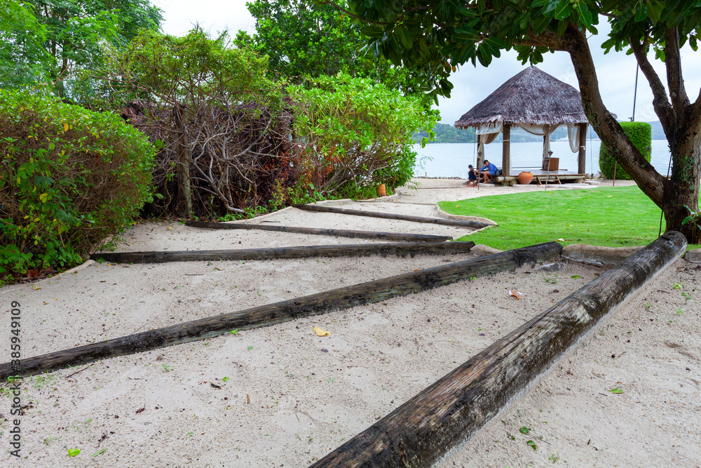 Sand stairs to the beach.