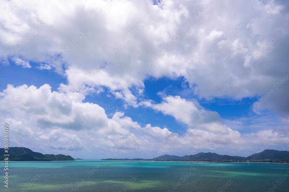 热带天堂海洋与小岛，旅游背景概念。