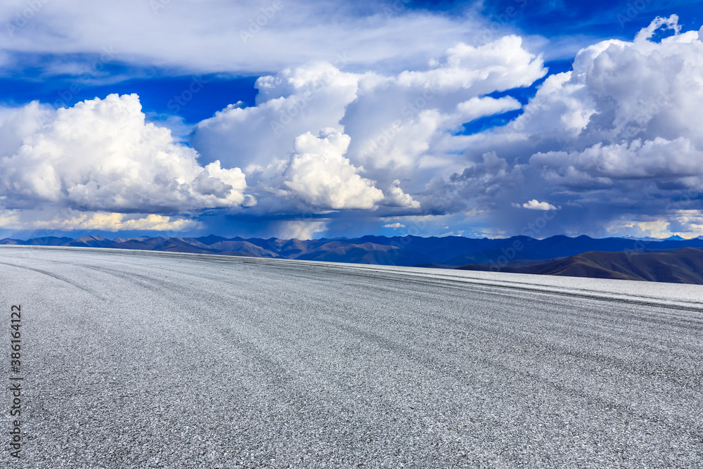 Race track and mountain with sky cloud natural scenery.