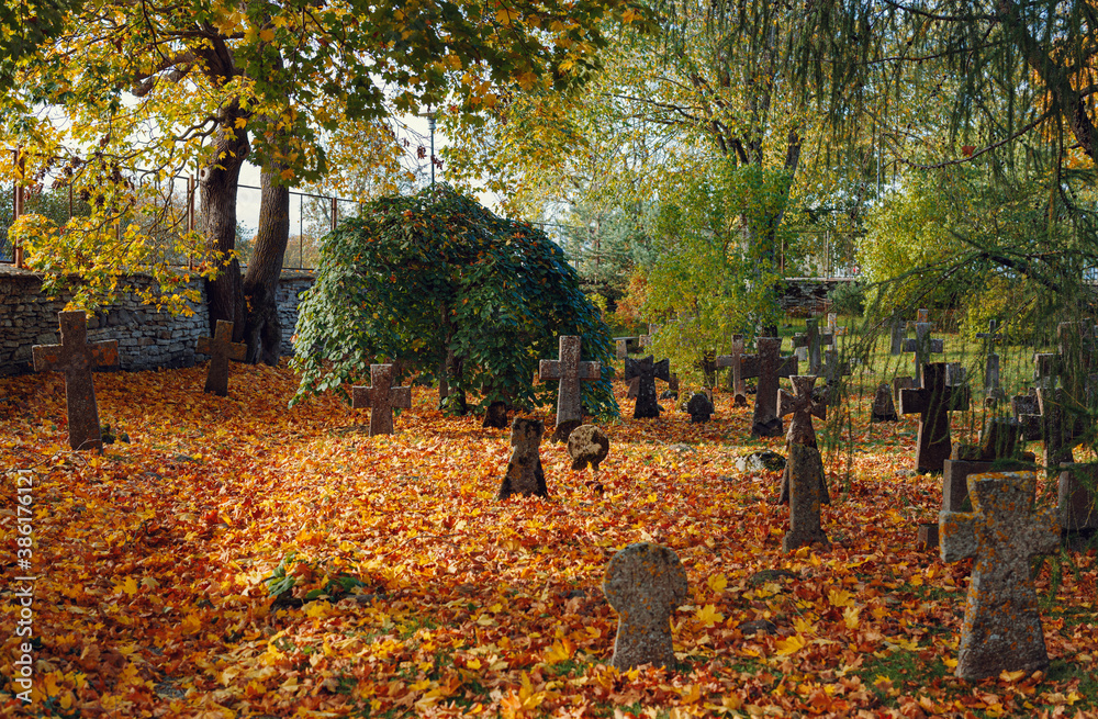 Old cemetry in Tallinn Monastery in Autumn colors