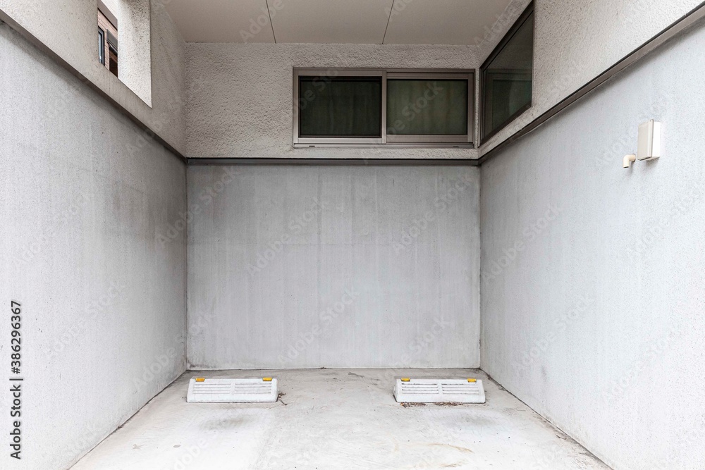 Empty space car park interior at office building