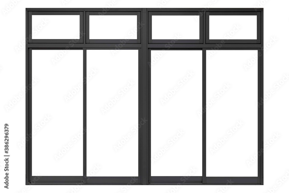 Black aluminum door frame isolated on a white background