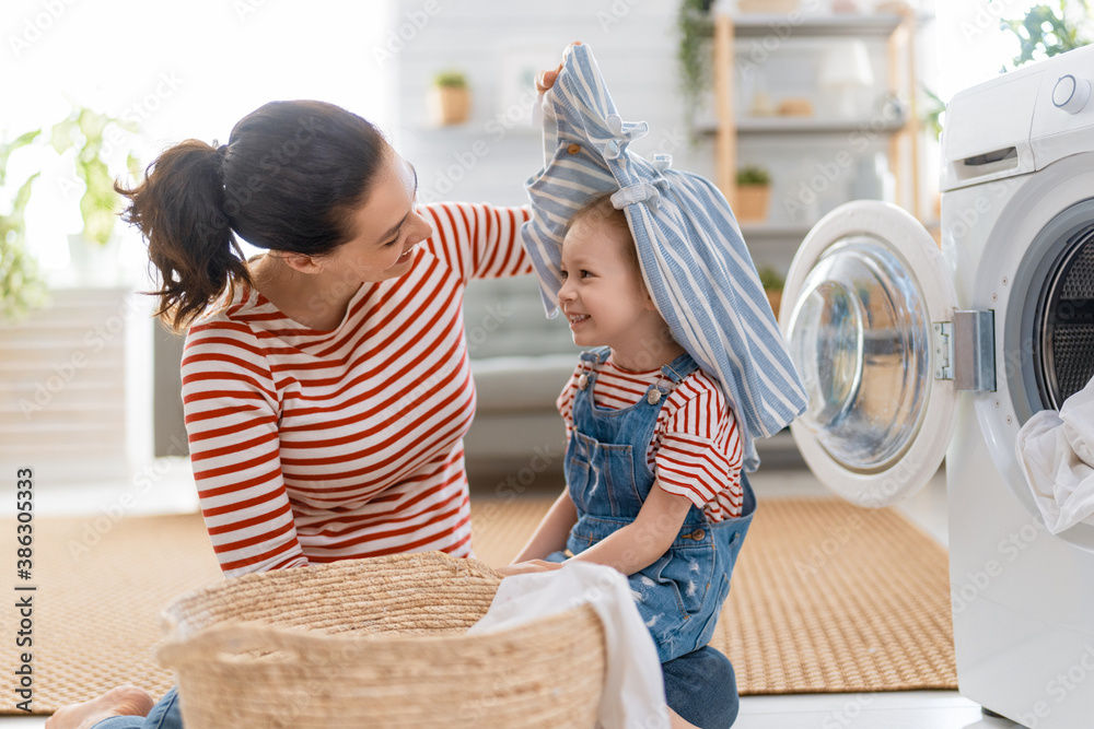 family doing laundry