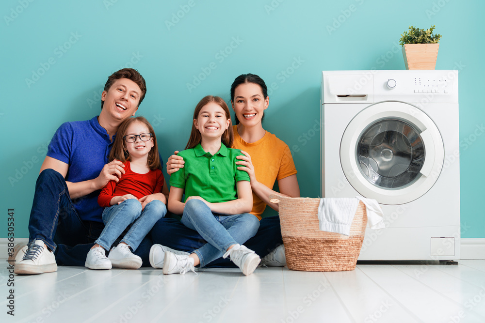 family doing laundry