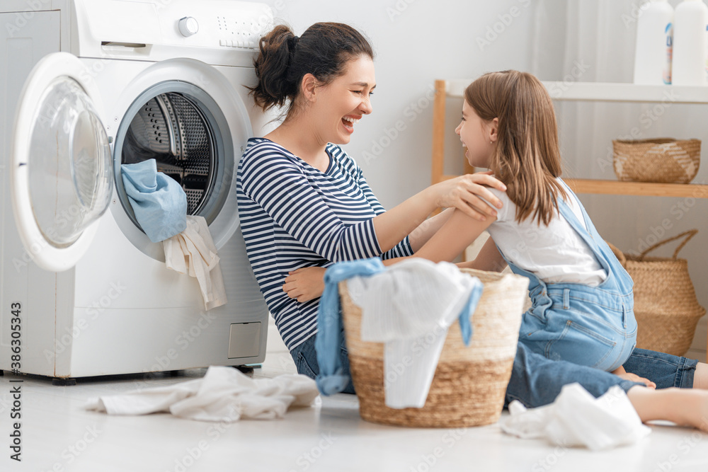 family doing laundry